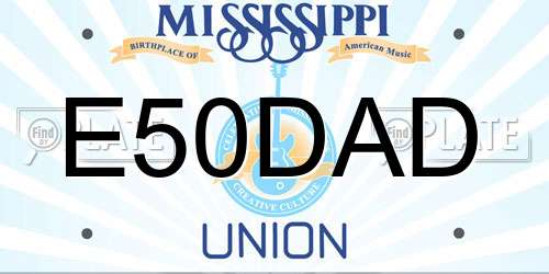 E50DAD Mississippi License Plate