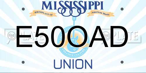E50OAD Mississippi License Plate