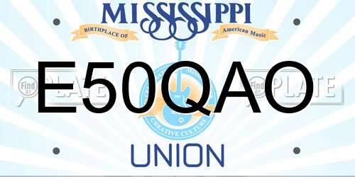 E50QAO Mississippi License Plate