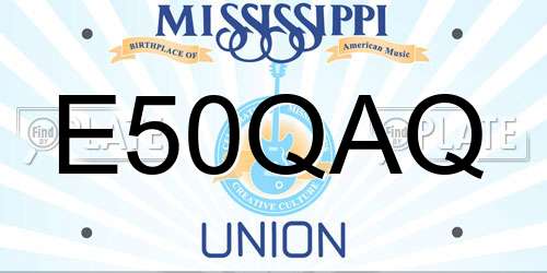 E50QAQ Mississippi License Plate