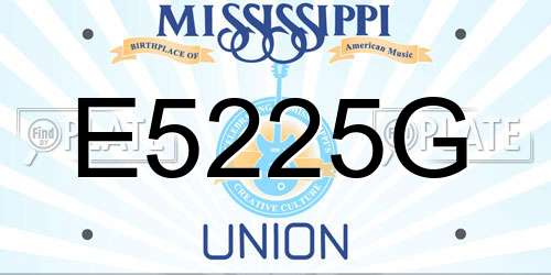 E5225G Mississippi License Plate