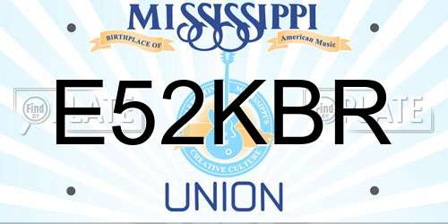 E52KBR Mississippi License Plate