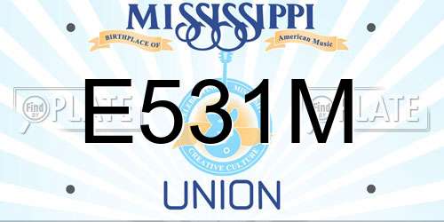E531M Mississippi License Plate