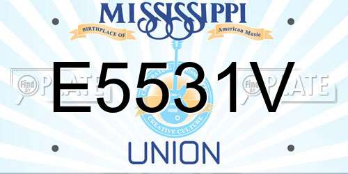 E5531V Mississippi License Plate