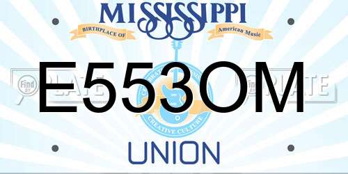 E553OM Mississippi License Plate