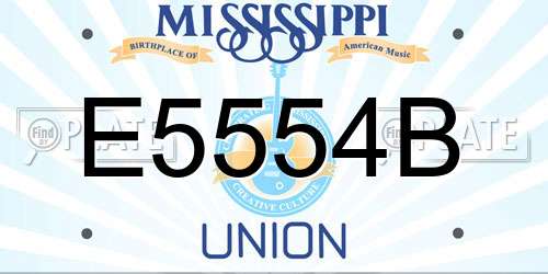 E5554B Mississippi License Plate
