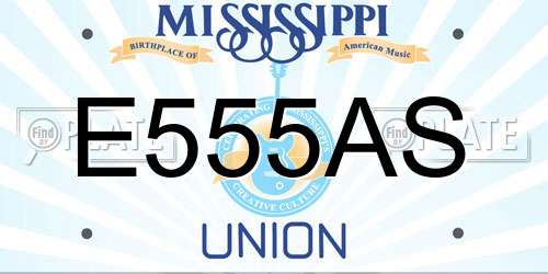 E555AS Mississippi License Plate