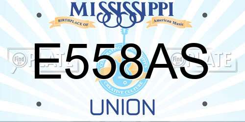 E558AS Mississippi License Plate