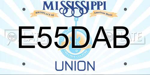 E55DAB Mississippi License Plate