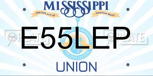 E55LEP Mississippi License Plate