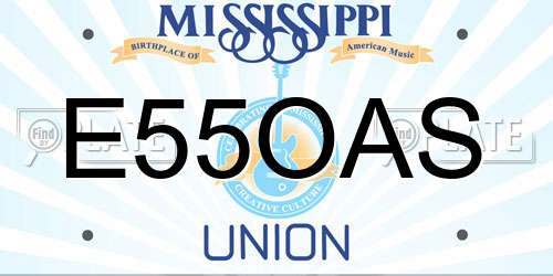 E55OAS Mississippi License Plate