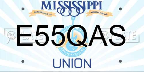 E55QAS Mississippi License Plate