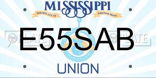 E55SAB Mississippi License Plate