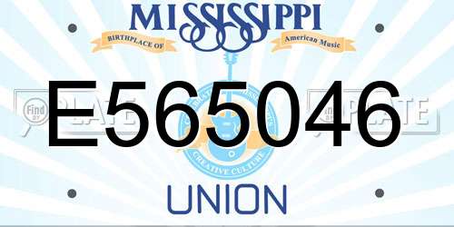 E565046 Mississippi License Plate