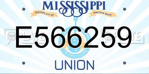 E566259 Mississippi License Plate