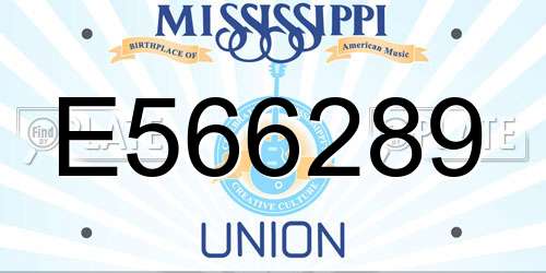 E566289 Mississippi License Plate