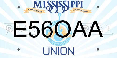 E56OAA Mississippi License Plate