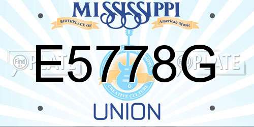 E5778G Mississippi License Plate
