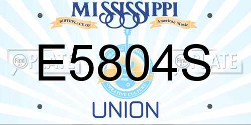 E5804S Mississippi License Plate