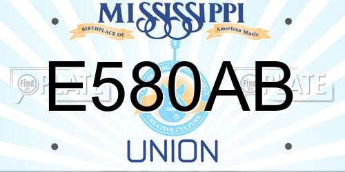 E580AB Mississippi License Plate