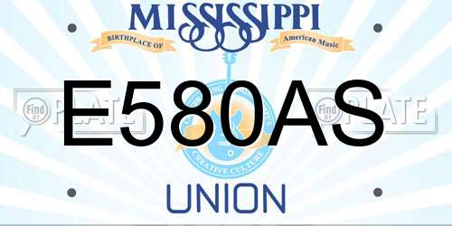 E580AS Mississippi License Plate