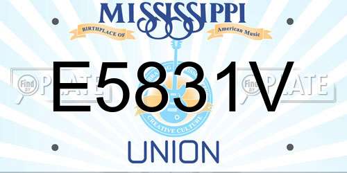 E5831V Mississippi License Plate