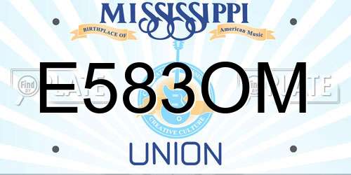 E583OM Mississippi License Plate