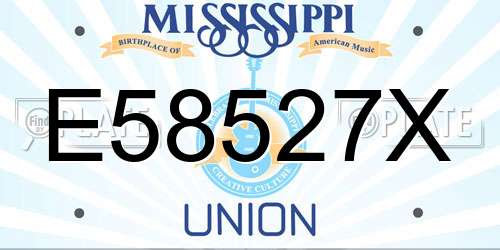 E58527X Mississippi License Plate