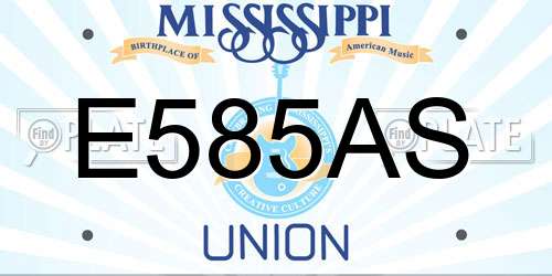 E585AS Mississippi License Plate