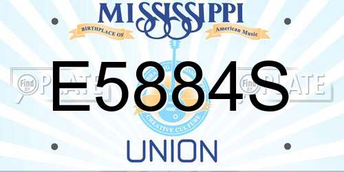 E5884S Mississippi License Plate