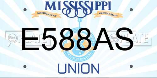 E588AS Mississippi License Plate