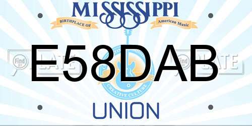 E58DAB Mississippi License Plate