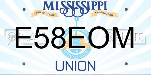 E58EOM Mississippi License Plate