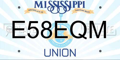 E58EQM Mississippi License Plate