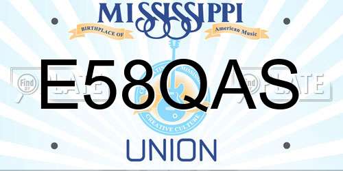 E58QAS Mississippi License Plate