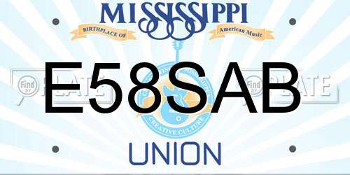 E58SAB Mississippi License Plate