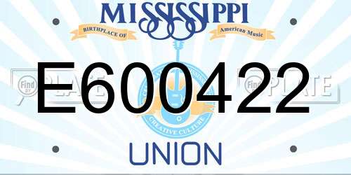 E600422 Mississippi License Plate