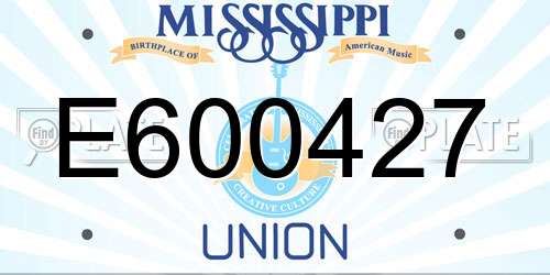 E600427 Mississippi License Plate