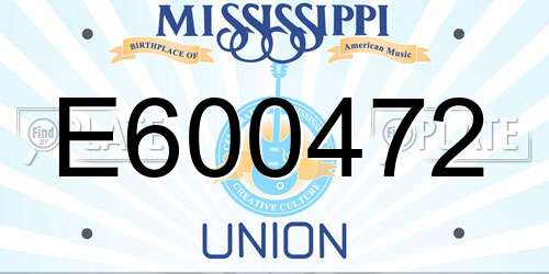 E600472 Mississippi License Plate