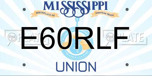 E60RLF Mississippi License Plate