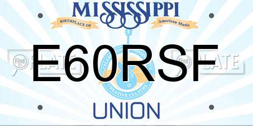 E60RSF Mississippi License Plate