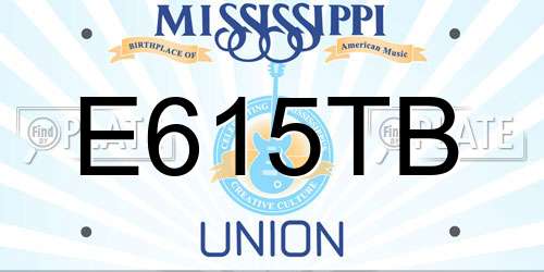 E615TB Mississippi License Plate
