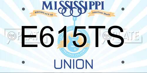 E615TS Mississippi License Plate