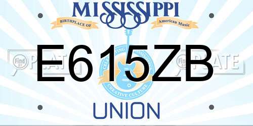 E615ZB Mississippi License Plate