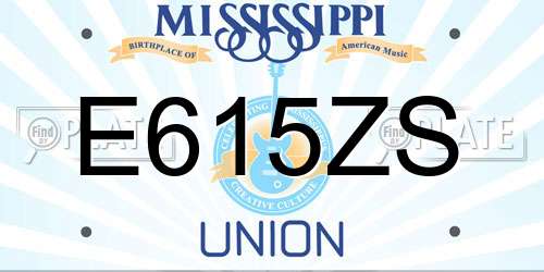 E615ZS Mississippi License Plate