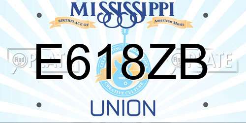 E618ZB Mississippi License Plate
