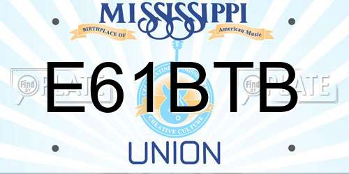 E61BTB Mississippi License Plate
