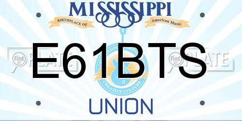 E61BTS Mississippi License Plate