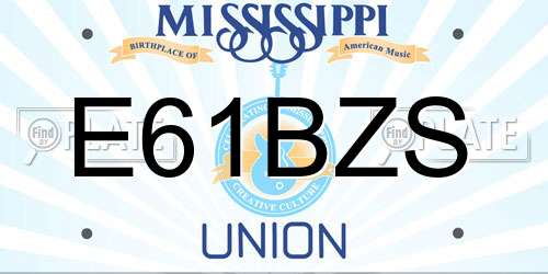 E61BZS Mississippi License Plate