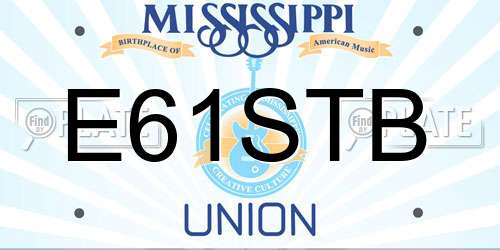 E61STB Mississippi License Plate